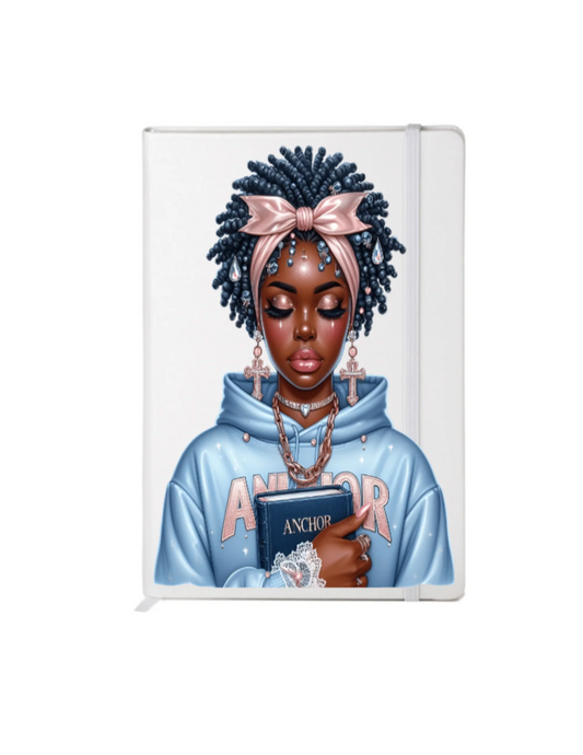 Amor - black woman pink bow & Sky blue sweater shirt