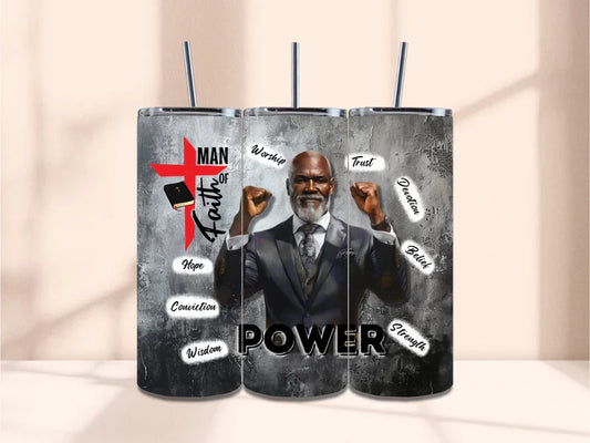 Man of Faith - 20oz Skinny Tumbler Sublimation.webp